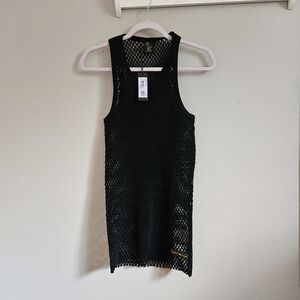 OVO Crochet knit mesh tank top tunic size medium October's Very Own black